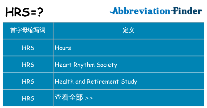 hrs 代表什么