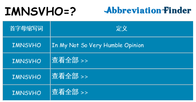 imnsvho 代表什么