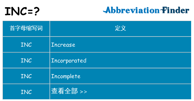 inc 代表什么
