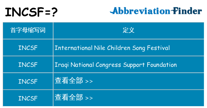 incsf 代表什么