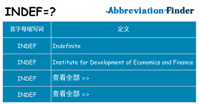 indef 代表什么