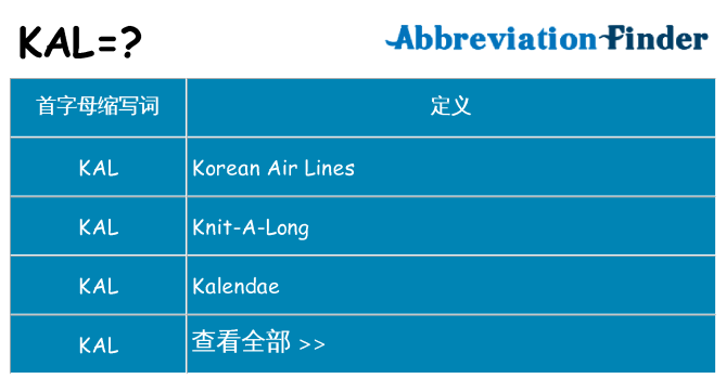 kal 代表什么
