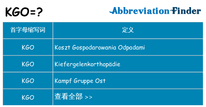 kgo 代表什么