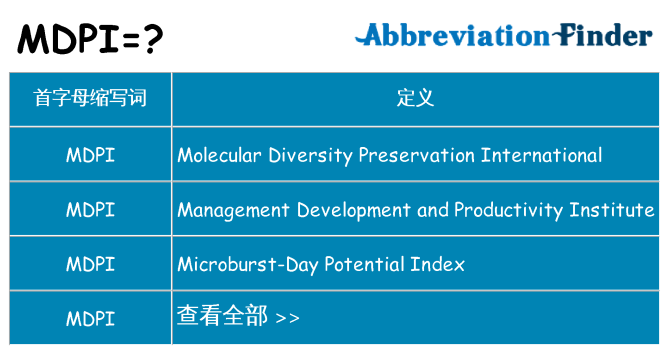 mdpi 代表什么