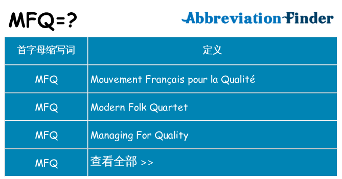mfq 代表什么