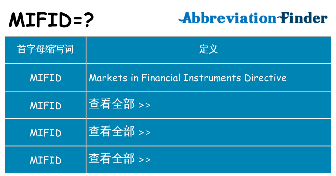 mifid 代表什么