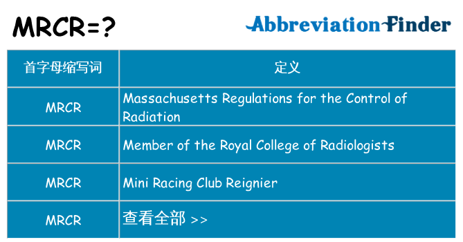 mrcr 代表什么