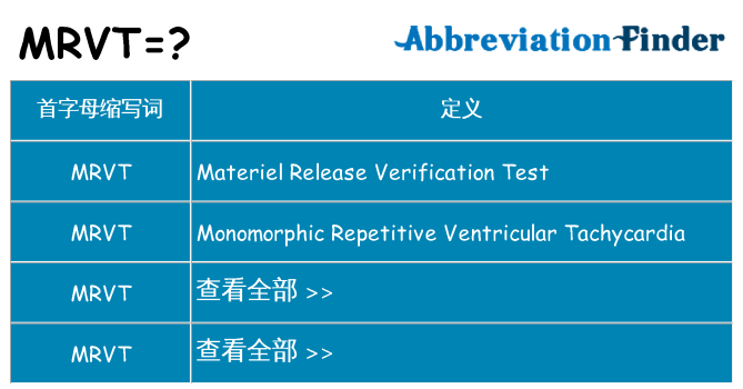 mrvt 代表什么