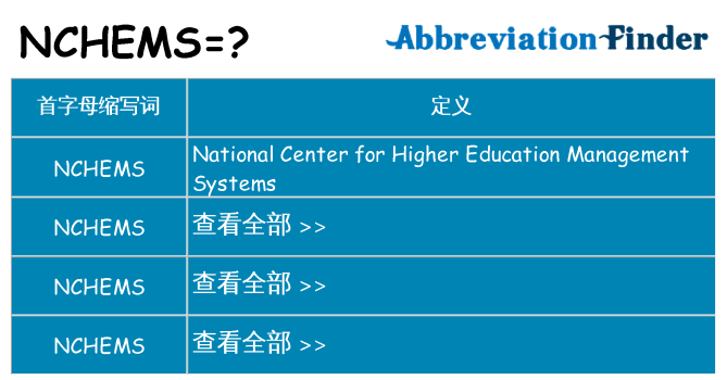 nchems 代表什么