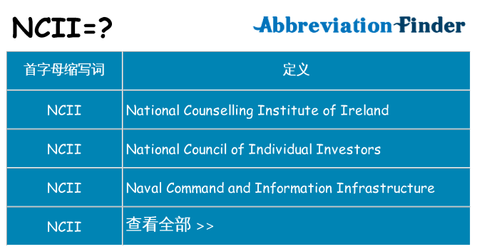 ncii 代表什么