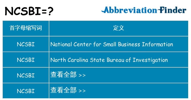 ncsbi 代表什么