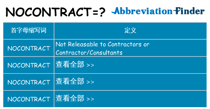 nocontract 代表什么