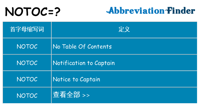 notoc 代表什么