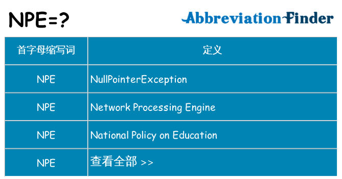 npe 代表什么