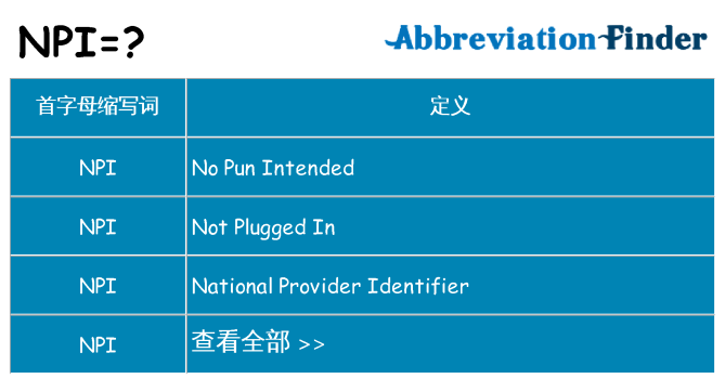 npi 代表什么