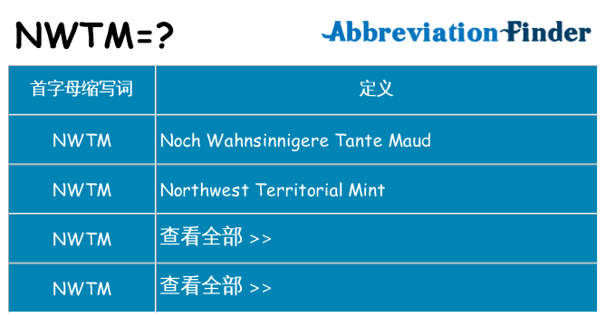 nwtm 代表什么
