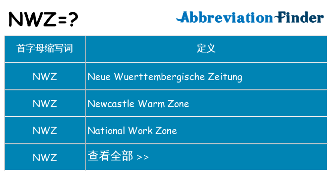 nwz 代表什么