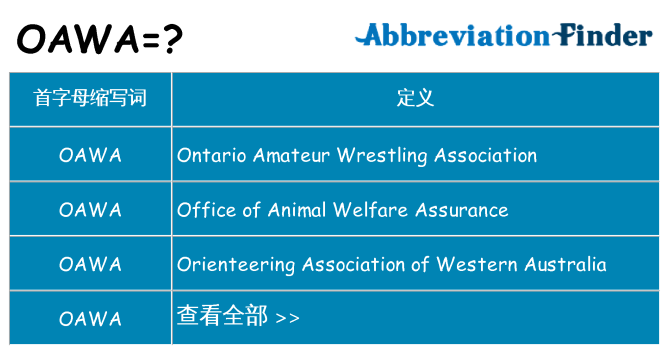oawa 代表什么