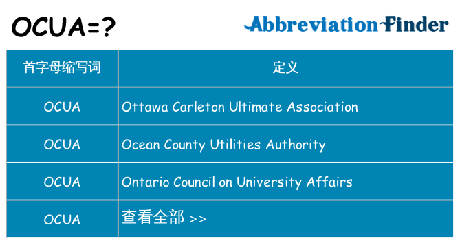 ocua 代表什么