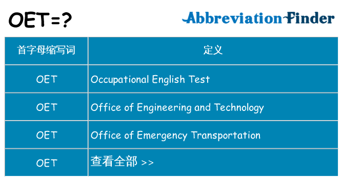 oet 代表什么
