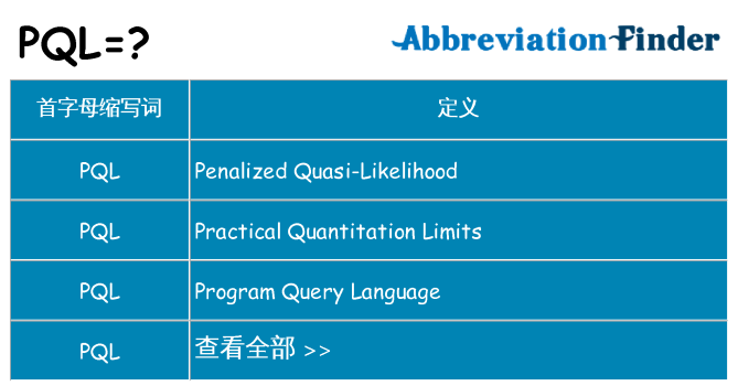 pql 代表什么