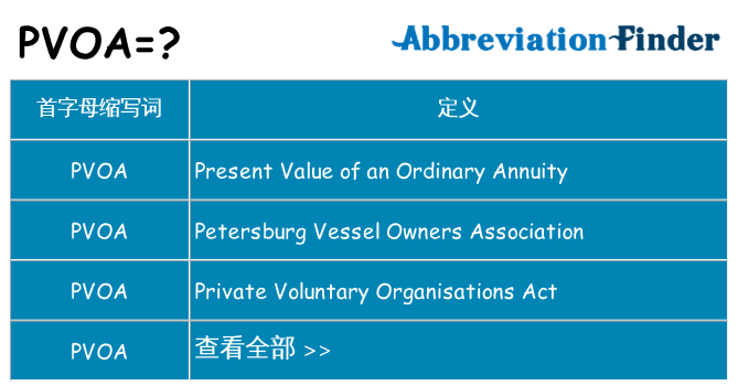pvoa 代表什么