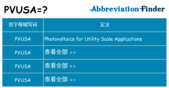 pvusa 代表什么