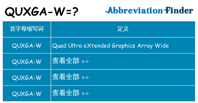 quxga-w 代表什么