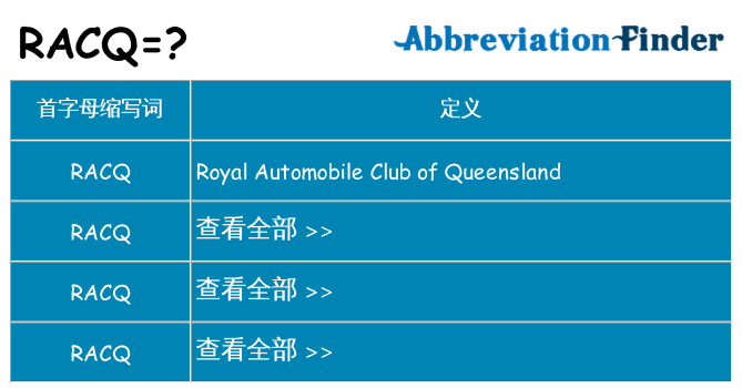 racq 代表什么