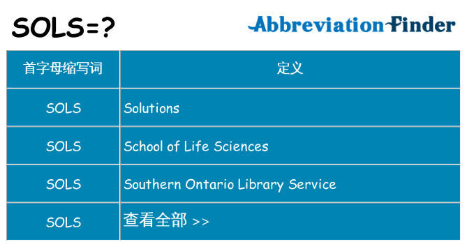 sols 代表什么