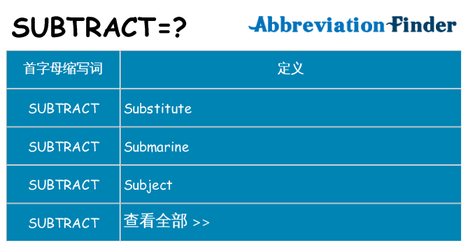 subtract 代表什么