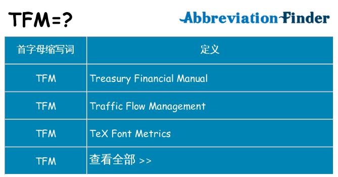 tfm 代表什么