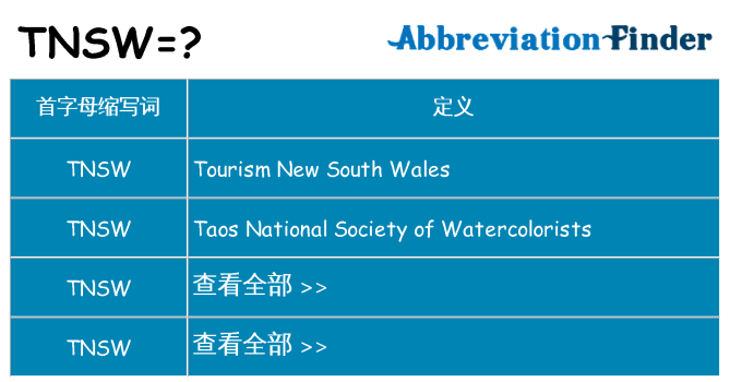 tnsw 代表什么