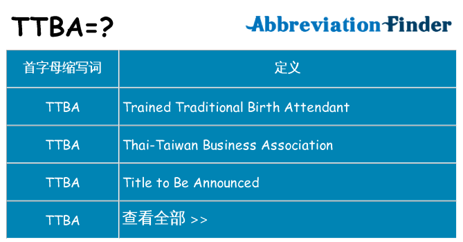 ttba 代表什么