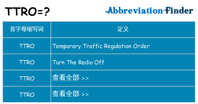 ttro 代表什么