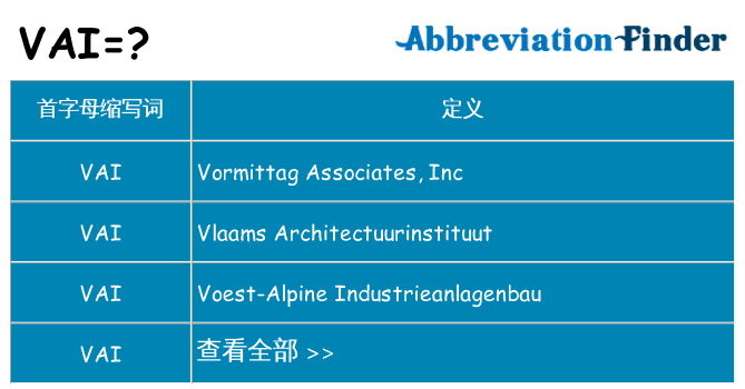 vai 代表什么