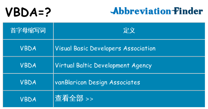 vbda 代表什么