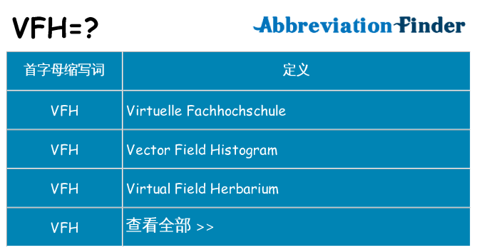 vfh 代表什么
