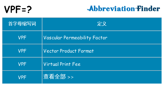vpf 代表什么