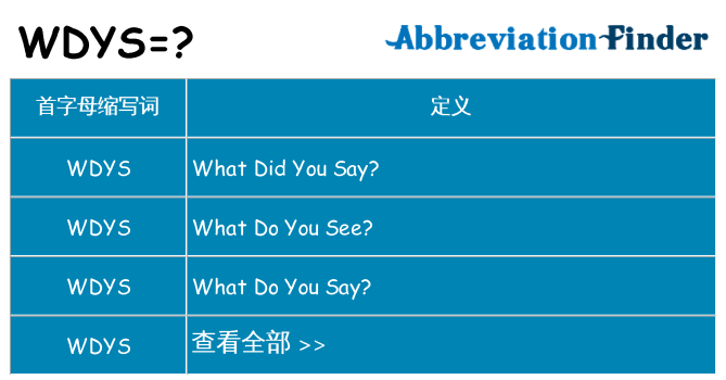wdys 代表什么
