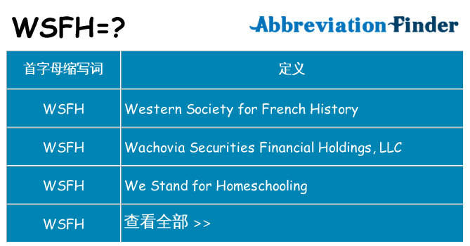 wsfh 代表什么