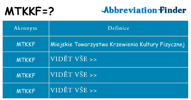 Co znamená mtkkf