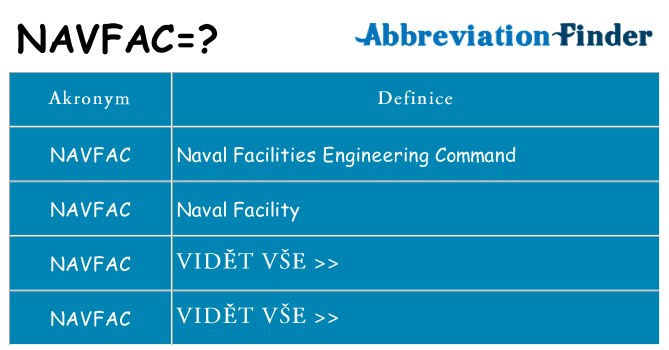 Co znamená navfac