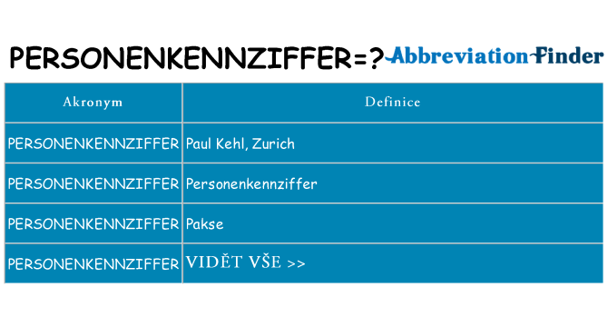 Co znamená personenkennziffer