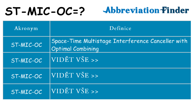 Co znamená st-mic-oc