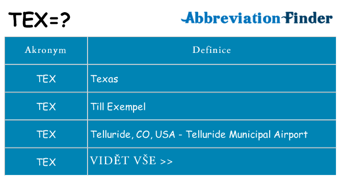 Co znamená tex