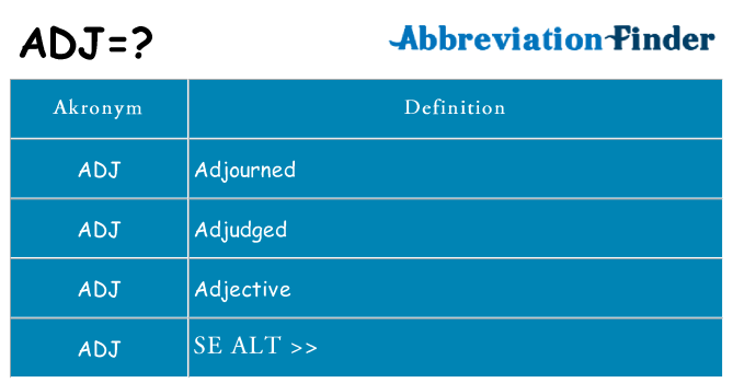 Hvad betyder adj står for