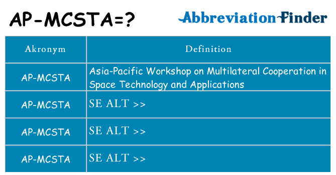 Hvad betyder ap-mcsta står for