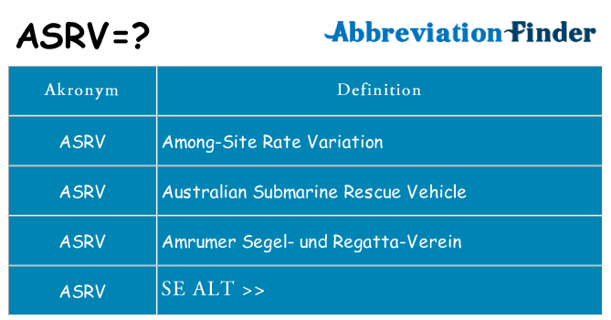 Hvad betyder asrv står for