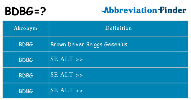 Hvad betyder bdbg står for